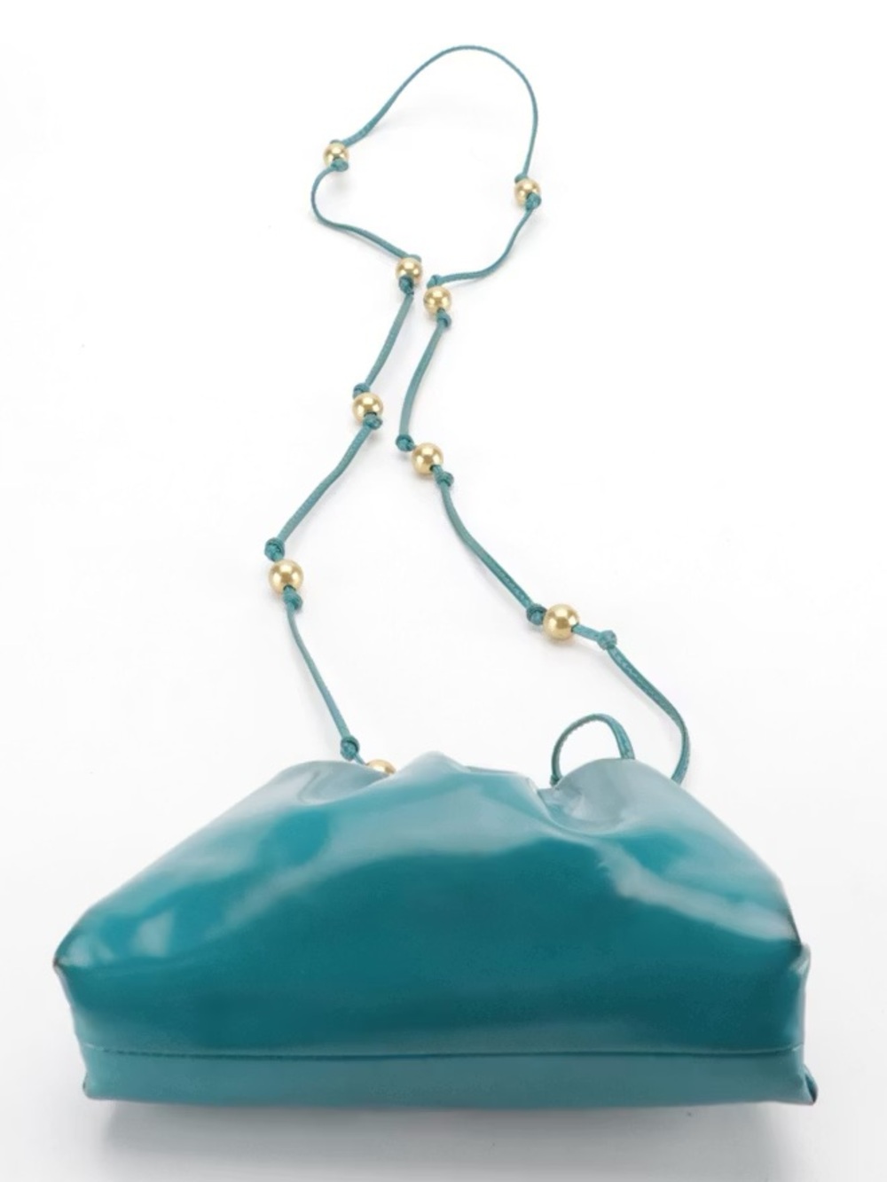 Bottega Veneta Beaded Strap Mini
Pouch Crossbody Bag in Shiny
Turquoise Leather - Picture 3 of 8